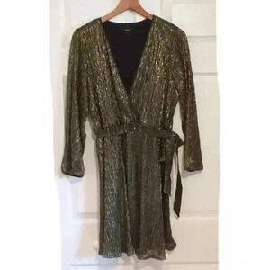 Womens Simply Vera Vera Wang Mini Dress Size XL Gold Metallic Sheer Whimsigoth